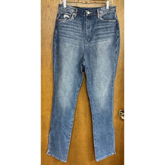 BLANKNYC cooper Long slim straight jeans 30 blue denim NWT Split High Waist - Picture 4 of 8